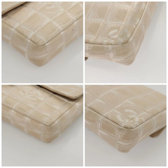 CHANEL New Travel line Choco Bar Chain Shoulder Bag Nylon Beige CC Auth 120002 - Picture 16 of 16